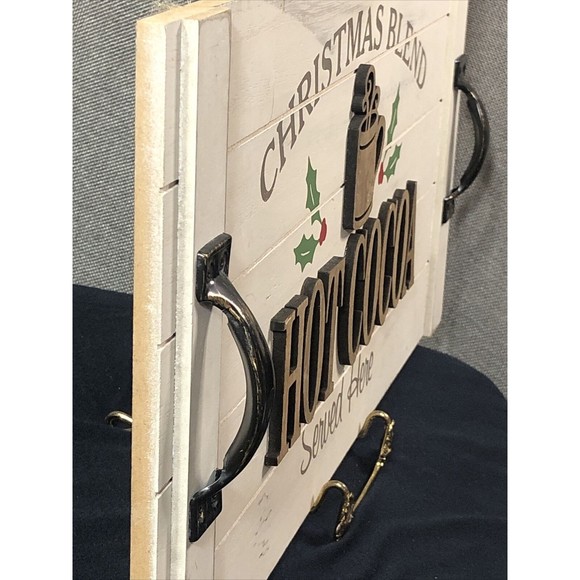 Christmas Blend Hot Cocoa Served Here MDF Sign Metallic Handles Wall Decor 18.5" - Picture 3 of 8